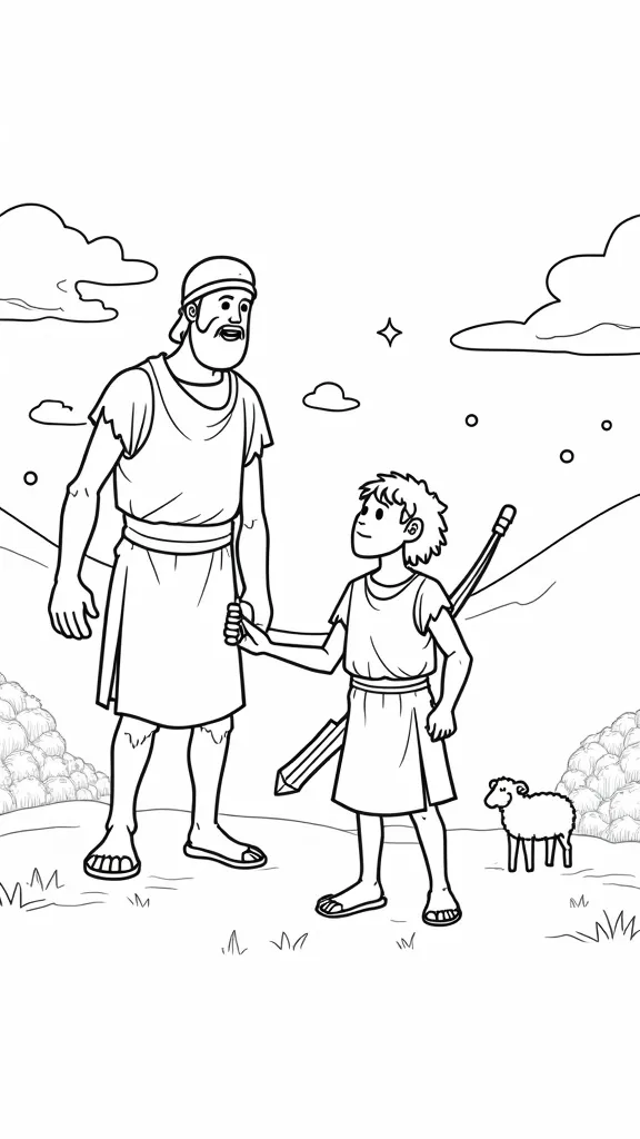 David et Goliath Free Coloring Pages